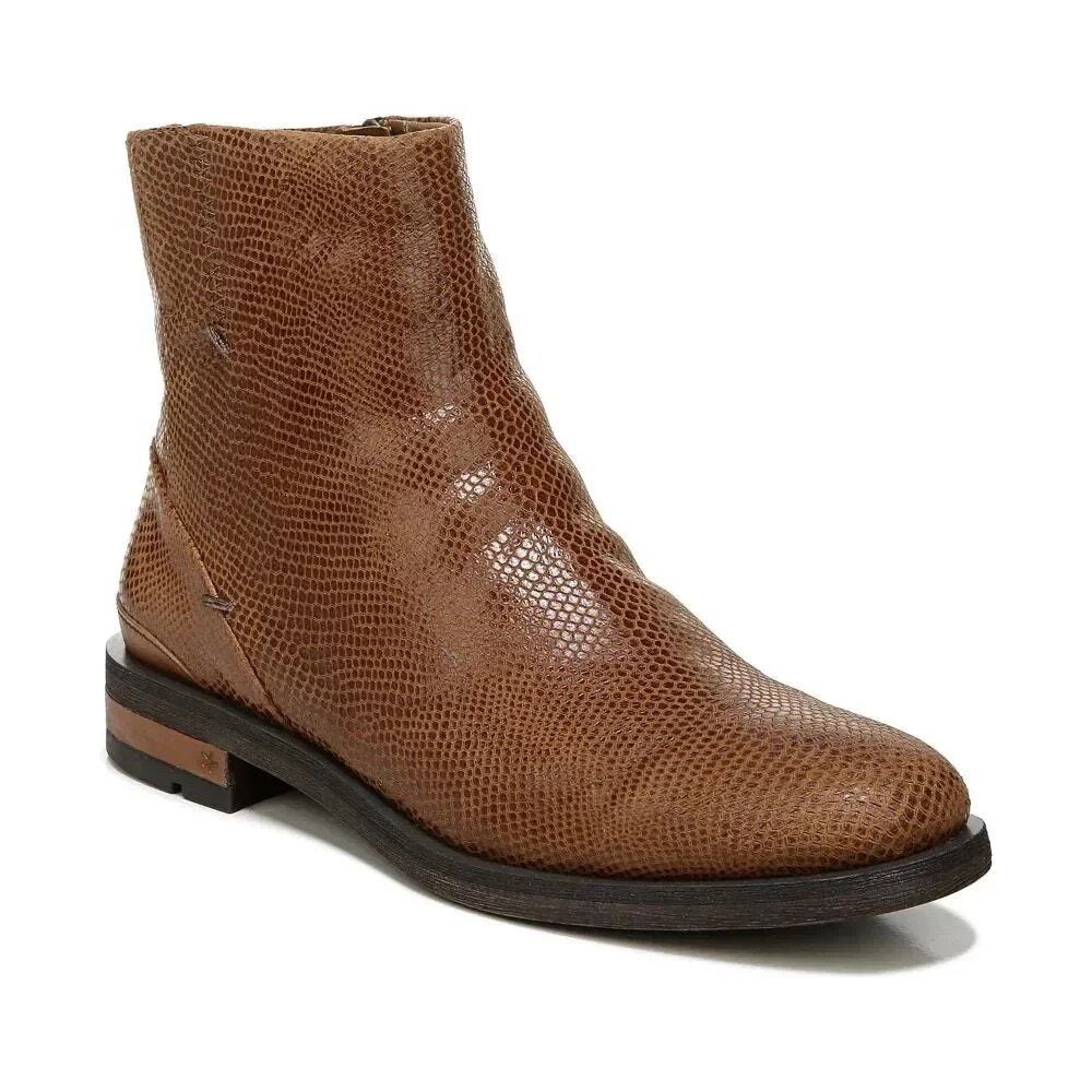 Franco Sarto Mist Cognac Brown Hand Finished Leather Ankle Boots Women's Size 5